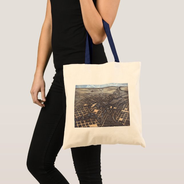 San Antonio, Texas, Antique Aerial City Map, 1873 Tote Bag (Front (Product))