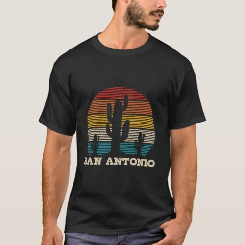 San Antonio Texas Cactus Vintage Retro Desert Souv T_Shirt