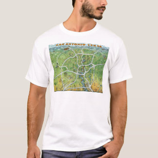 San Antonio Texas Cartoon Map T-Shirt