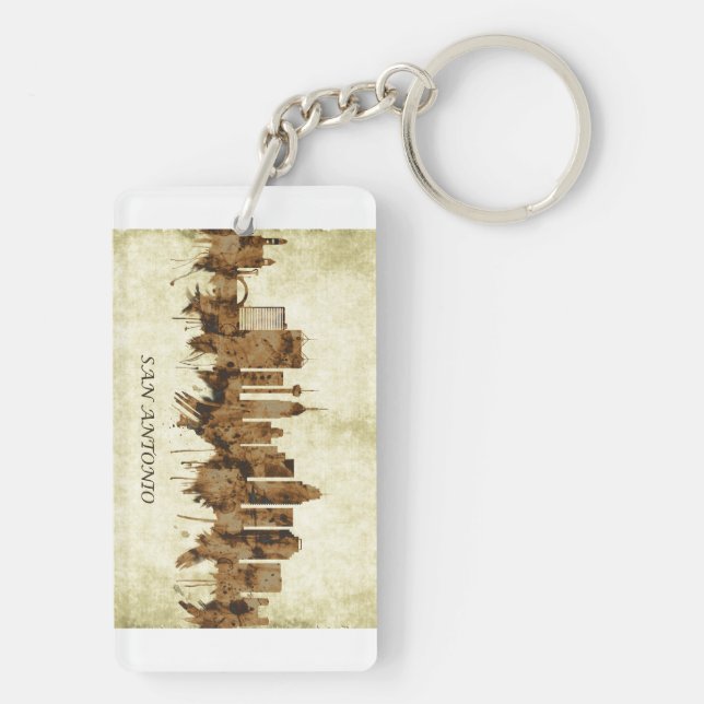 San Antonio Texas Cityscape Keychain (Back)
