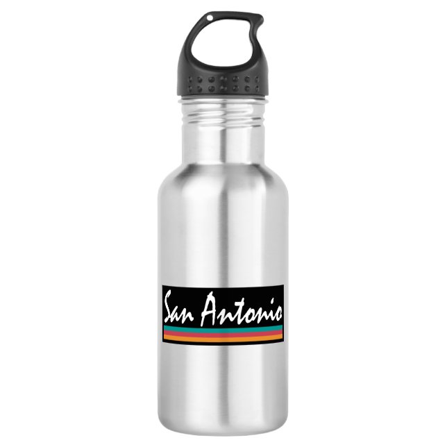 San Antonio Texas Fiesta Colors Stainless Steel Water Bottle (Front)