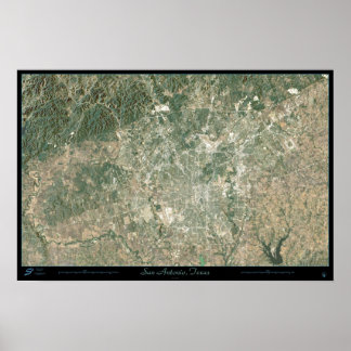San Antonio, Texas from space satellite poster