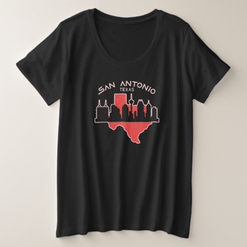 San Antonio Texas Map Design for proud San Plus Size T_Shirt