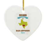 San Antonio,Texas Map – Home Is Where The Heart Is Ceramic Ornament San Antonio,Texas Map – Home Is Where The Heart Is Ceramic Ornament