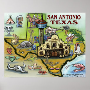San Antonio TEXAS Map Poster