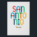 San Antonio Texas Mid Century, Pop Art, Faux Canvas Print<br><div class="desc">San Antonio Texas classic retro throwback style from the 60s 70s and 80s. Bright primary colors in the 20th-century abstract art style with simple geometric elements. Vintage pop art. Simple bold,  wear your hometown out loud.</div>