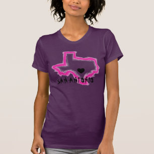 San Antonio Texas pink grunge outline ladies tee