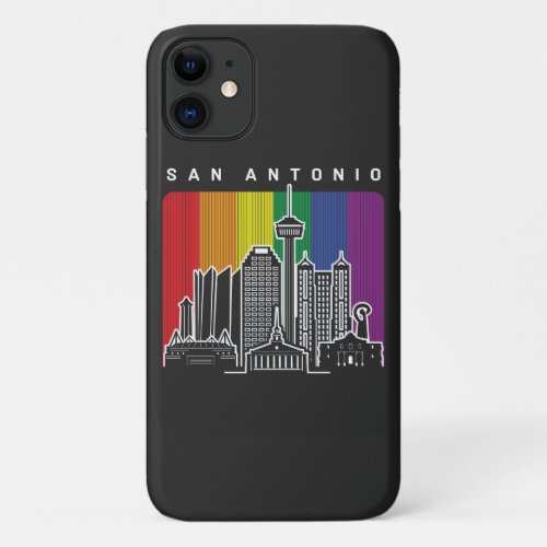San Antonio Texas Rainbow Flag LGBTQAI Pride iPhone 11 Case