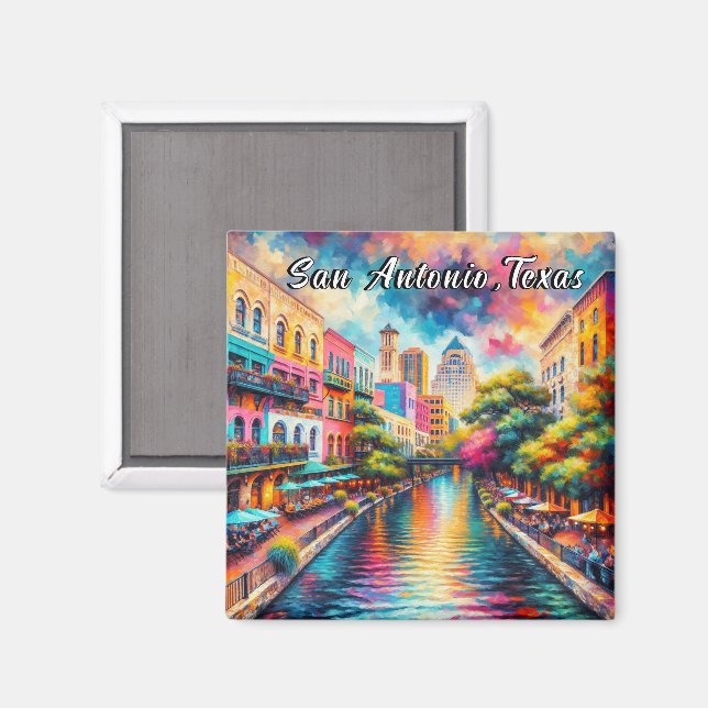 San Antonio Texas River Walk Colorful  Magnet (Front/Back)