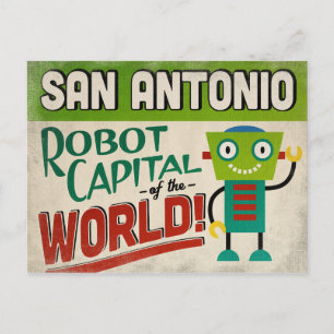 San Antonio Texas Robot - Funny Vintage Postcard