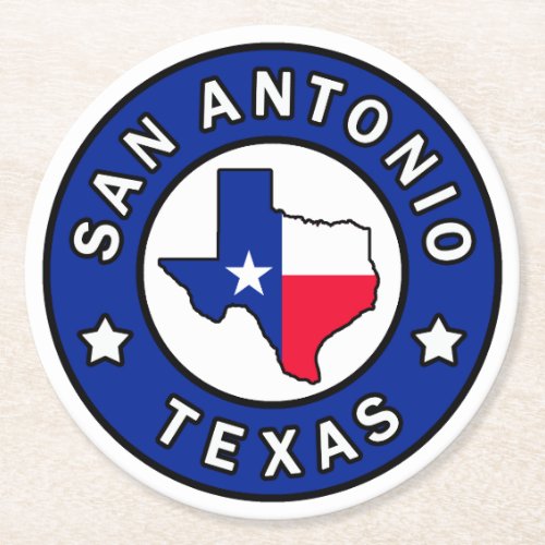 San Antonio Texas Round Paper Coaster