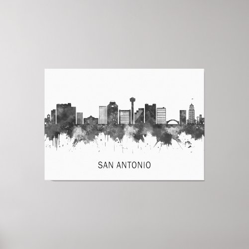 San Antonio Texas Skyline BW Canvas Print