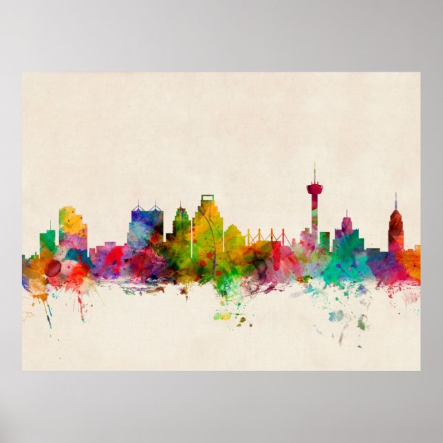San Antonio Texas Skyline Cityscape Poster (Front)