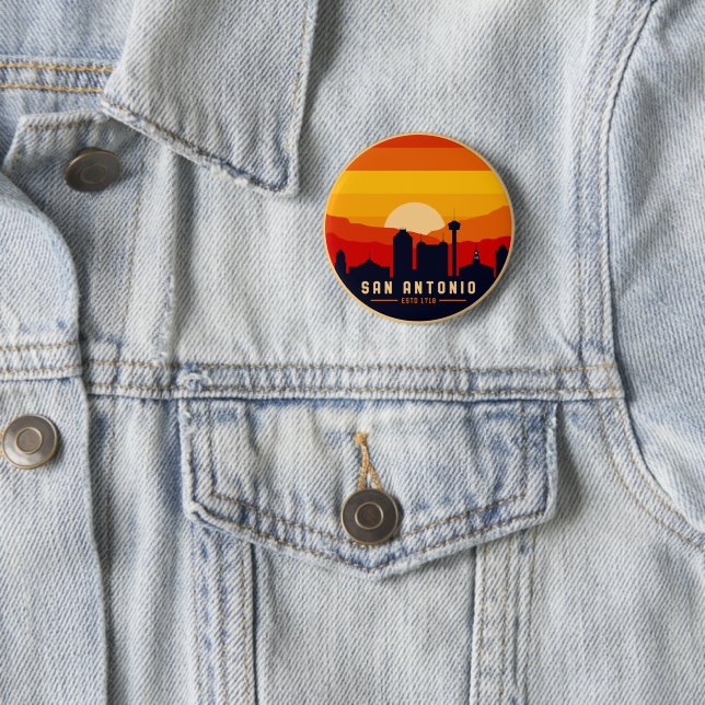 San Antonio Texas Skyline Cityscape Souvenir Button (In Situ)