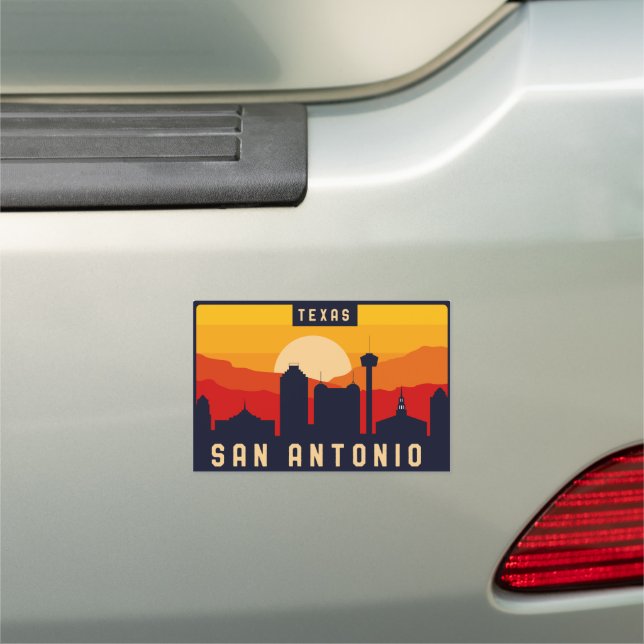 San Antonio Texas Skyline Cityscape Souvenir Car Magnet (In Situ)
