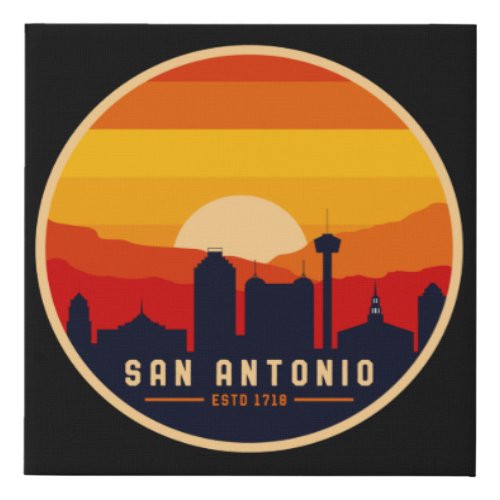 San Antonio Texas Skyline Cityscape Souvenir Faux Canvas Print