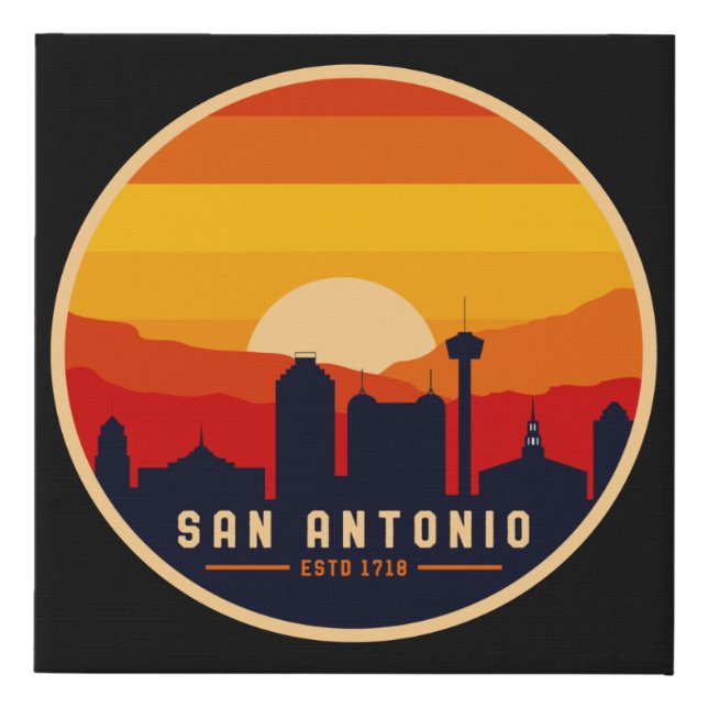 San Antonio Texas Skyline Cityscape Souvenir Faux Canvas Print (Front)