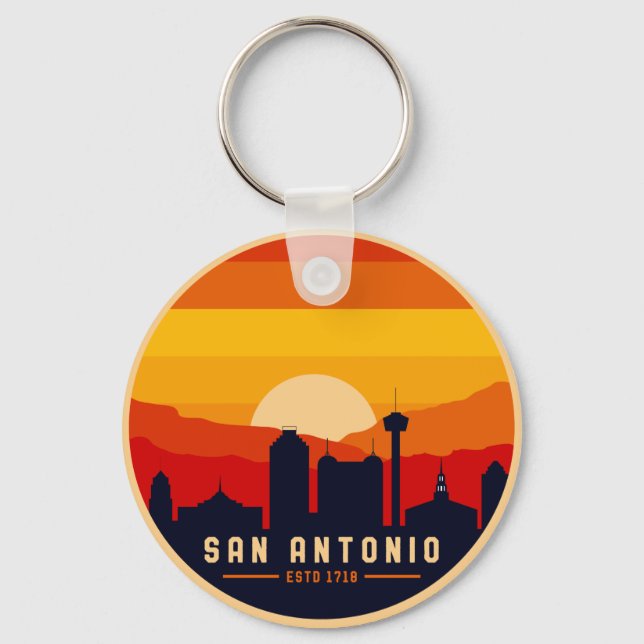 San Antonio Texas Skyline Cityscape Souvenir Keychain (Front)