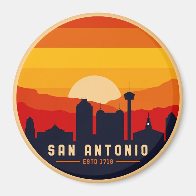 San Antonio Texas Skyline Cityscape Souvenir Magnet (Front)