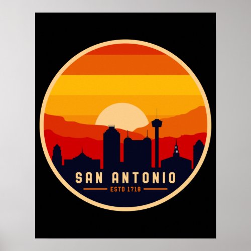 San Antonio Texas Skyline Cityscape Souvenir Poster