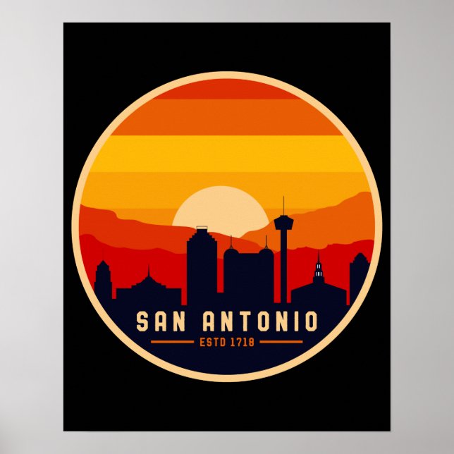 San Antonio Texas Skyline Cityscape Souvenir Poster (Front)