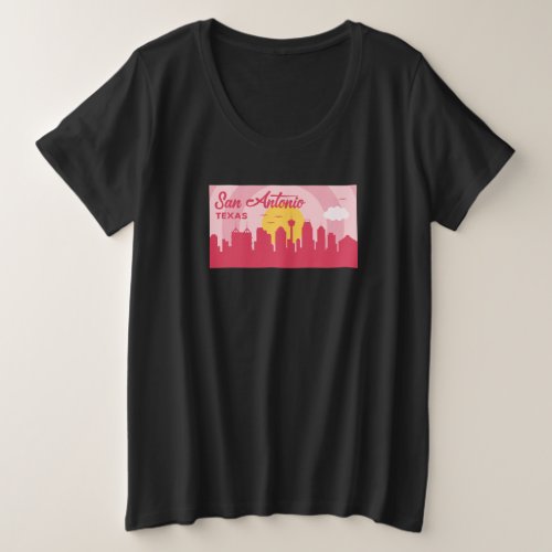 San Antonio Texas Skyline Design for proud San Plus Size T_Shirt