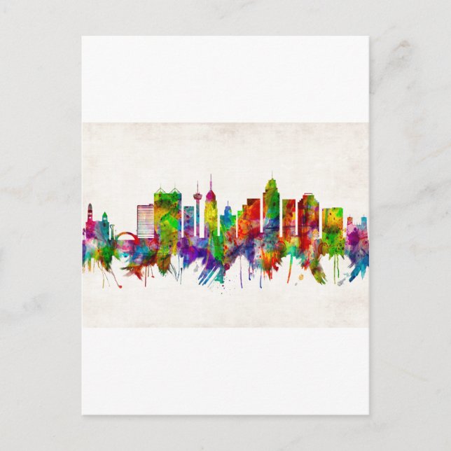 San Antonio Texas skyline Invitation Postcard (Front)