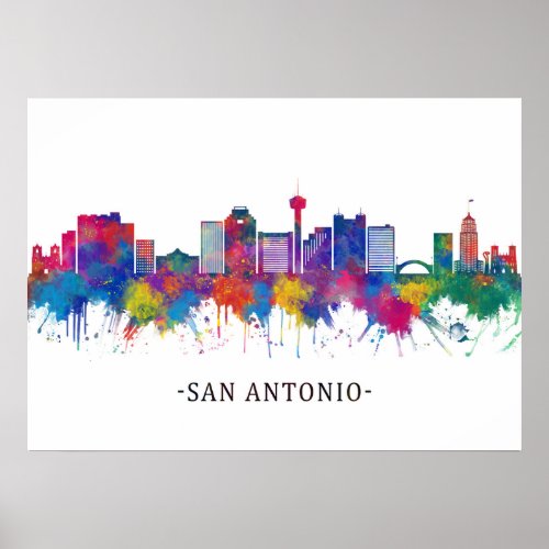 San Antonio Texas Skyline Poster