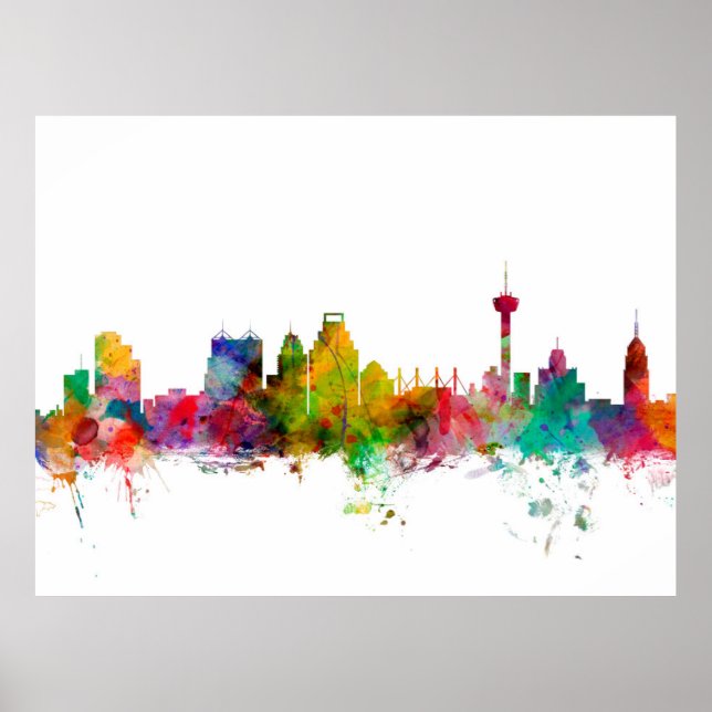 San Antonio Texas Skyline Poster (Front)