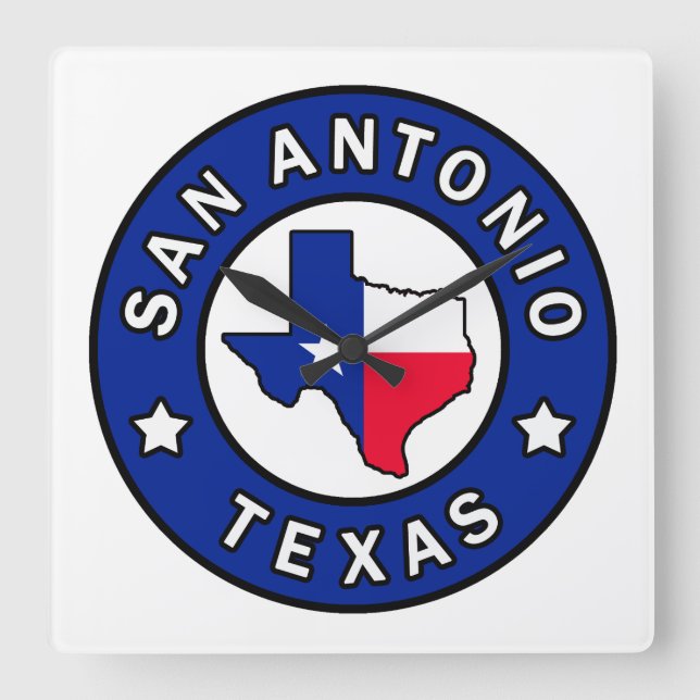 San Antonio Texas Square Wall Clock (Front)