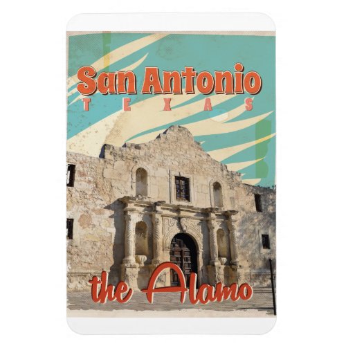 San Antonio Texas The Alamo Travel Poster Magnet