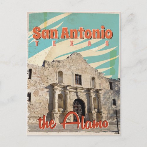 San Antonio Texas The Alamo Travel Poster Postcard