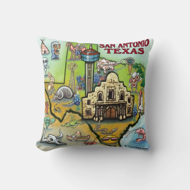 San Antonio Texas Throw Pillow (Front)