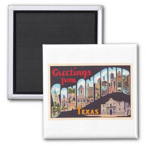 San Antonio Texas TX Vintage Large Letter Postcard Magnet