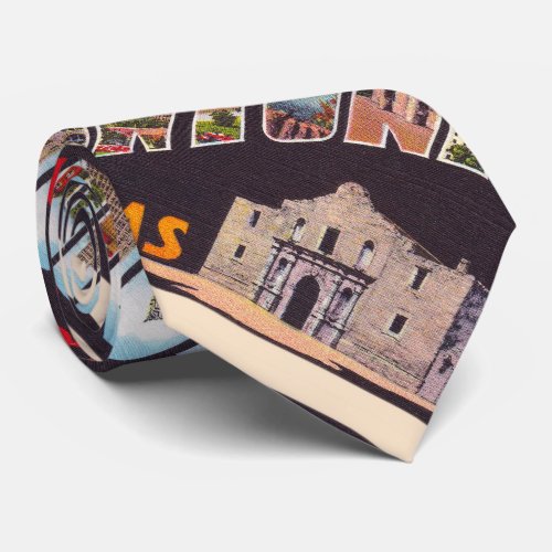 San Antonio Texas TX Vintage Large Letter Postcard Neck Tie