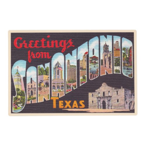 San Antonio Texas TX Vintage Large Letter Postcard Placemat