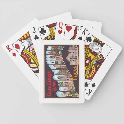 San Antonio Texas TX Vintage Large Letter Postcard Poker Cards