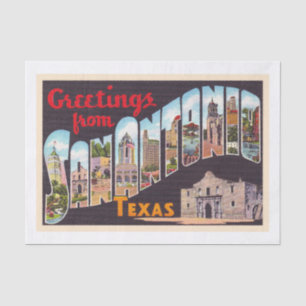 San Antonio Texas TX Vintage Large Letter Postcard Tissue Paper
