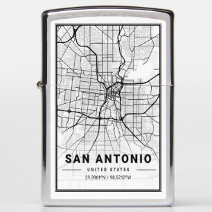 San Antonio Texas USA City Travel City Map Zippo Lighter