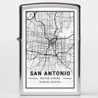 San Antonio Texas USA City Travel City Map Zippo Lighter