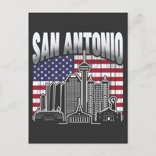 San Antonio Texas USA Flag Vintage Postcard