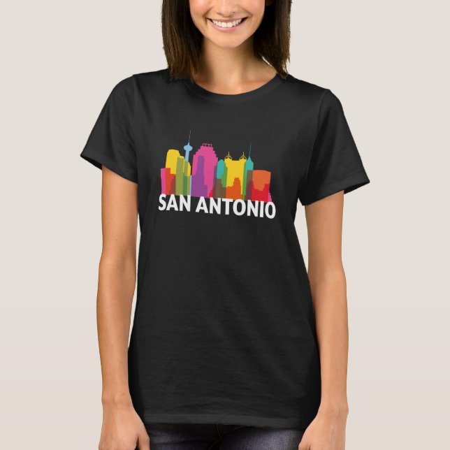 San Antonio Texas USA Skyline Silhouette Outline S T-Shirt (Front)