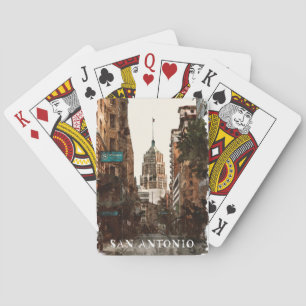 San Antonio Texas Vintage City Travel Watercolor Poker Cards