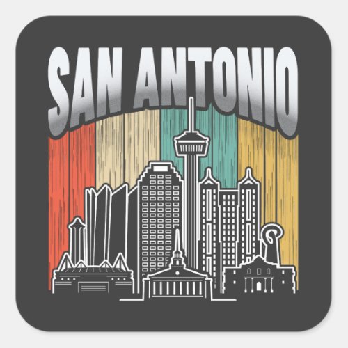 San Antonio Texas Vintage Square Sticker