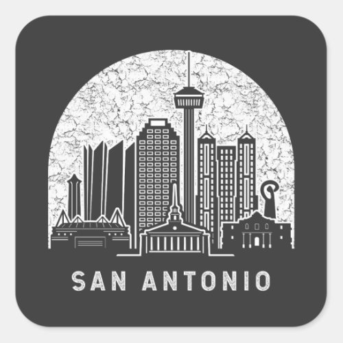 San Antonio Texas Vintage Square Sticker