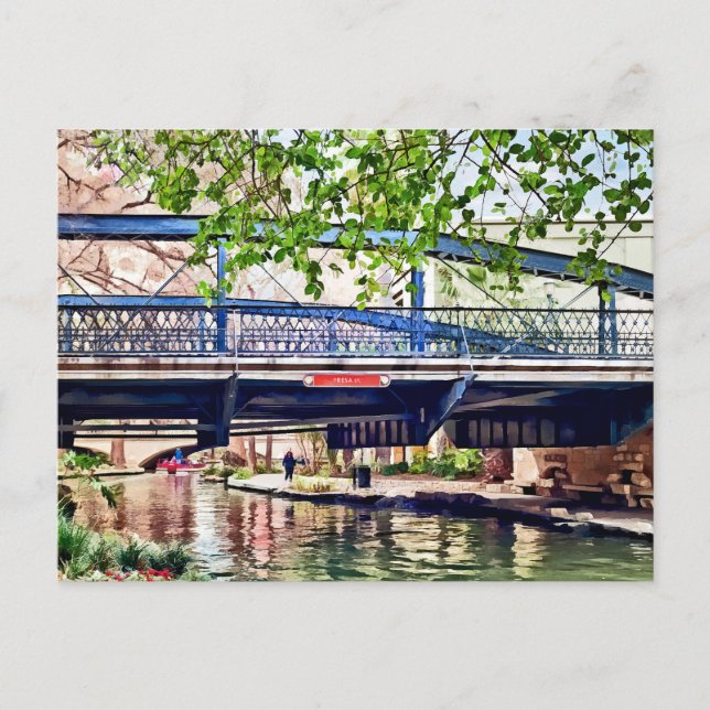San Antonio TX - Bridge on Paseo Del Rio Postcard (Front)
