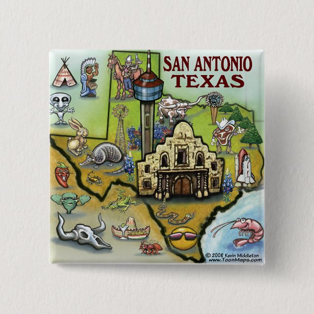 San Antonio TX Pinback Button (Front)
