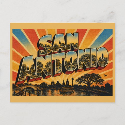 San Antonio TX River Walk River Art Postcard