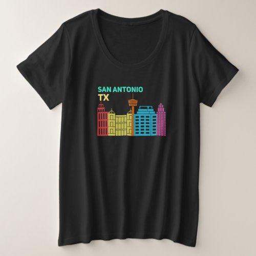 San Antonio TX Skyline Design for proud San Plus Size T_Shirt