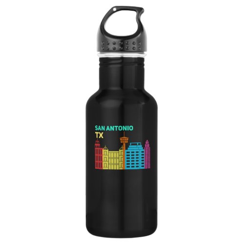 San Antonio TX Skyline Design for proud San Stainless Steel Water Bottle